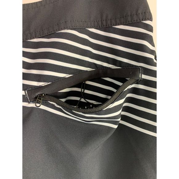 Mens Hurley Board Shorts Black stripe Size 34 GUC Drawstring zip pocket 6368 - Picture 5 of 8